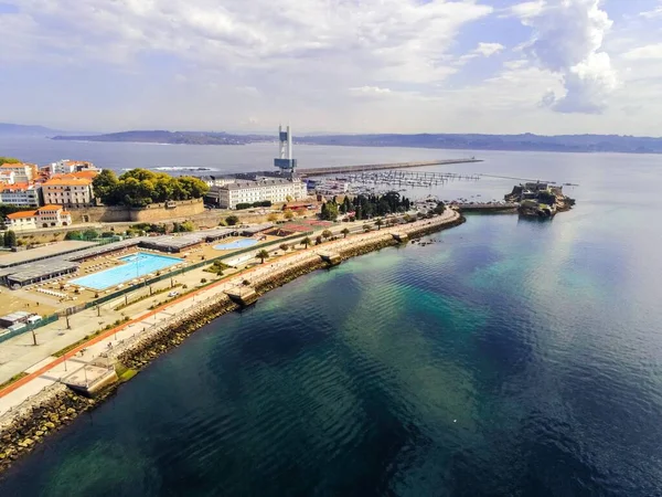 Coruña Vista Aérea Zona Portuaria Galicia España Drone Foto —  Fotos de Stock