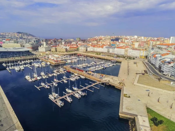 Coruña Vista Aérea Zona Portuaria Galicia España Drone Foto — Foto de Stock