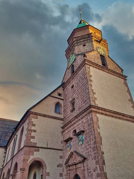 Historiska Kyrkan Byn Frankrike Nära Tyskland Europa — Stockfoto
