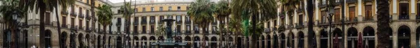 Plaza Reial Historiska Torget Med Arkader Barcelona Spanien — Stockfoto
