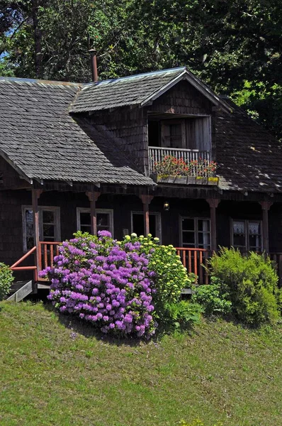 Vertical Shot Beautiful Old House Garden Captured Daytime — Stock Photo, Image