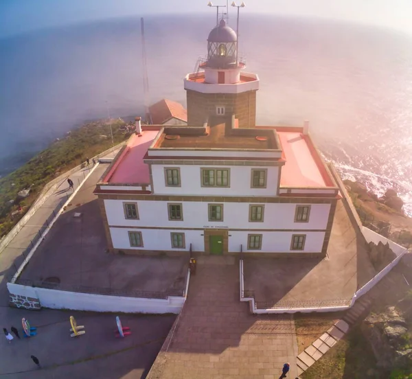 Luftaufnahme Finisterre Leuchtturm Galicien Spanien Europa Drohnenfoto — Stockfoto