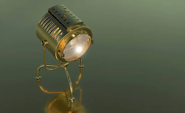 Візуалізація Золотої Лампи Темно Зеленому Тлі — стокове фото