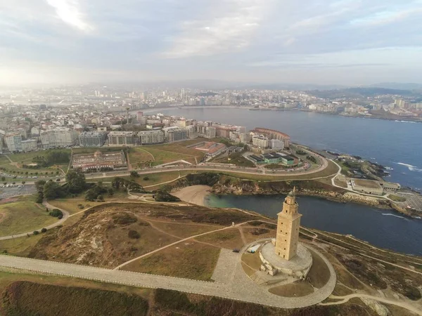 Coruña Vista Aérea Ciudad Costera Galicia España Drone Foto —  Fotos de Stock