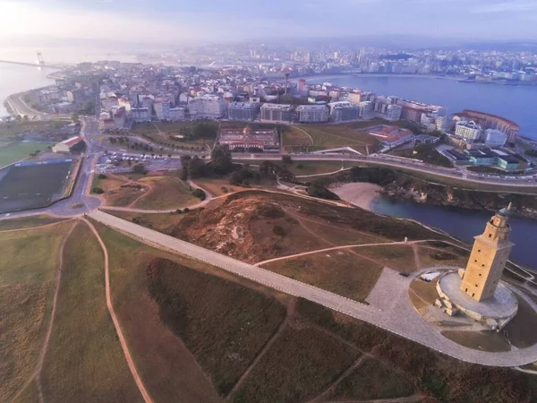 Coruña Vista Aérea Ciudad Costera Galicia España Drone Foto —  Fotos de Stock