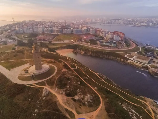 코루나 도시에서 공중에서 스페인갈리시아 Drone Photo — 스톡 사진