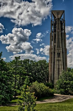 A vertical shot of the Moser Tower in Naperville, Illinois clipart