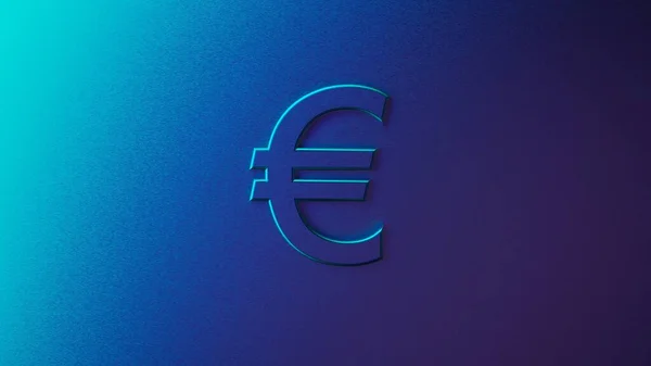 A 3d rendering of the currency sign used for Euro on a blue background