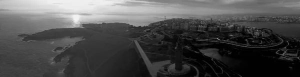 Coruna Vista Aérea Cidade Costeira Galiza Espanha Drone Foto — Fotografia de Stock