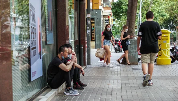 Barcelona Španělsko Června 2020 Koronavirus Lidé Ulici Během Pandemie Covid — Stock fotografie