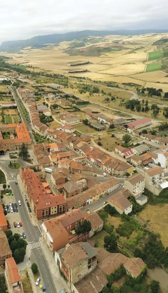 Vue Aérienne Dans Petit Village Avec Toit Rouge Rioja Espagne — Photo