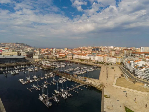 Coruna Aerial View Harbor Area Galicia Spain Drone Photo — Stock Photo, Image