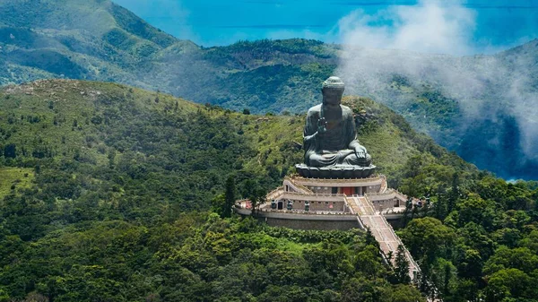 Veduta Aerea Dell Enorme Buddha Tian Tan Monastero Lin Hong — Foto Stock