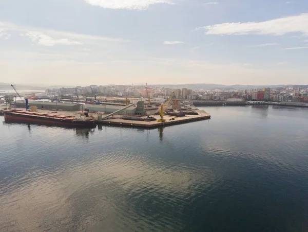 Coruna Vista Aerea Zona Portuale Galizia Spagna Drone Foto — Foto Stock