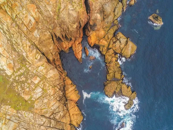 Rotskust Galicië Cape Vilan Vuurtoren Gebied Spanje Foto Van Een — Stockfoto