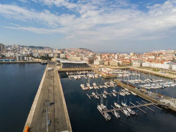 Coruña Vista Aérea Zona Portuaria Galicia España Drone Foto —  Fotos de Stock