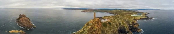 Felsige Küste Galicien Cape Vilan Leuchtturmgebiet Spanien Drohnenfoto — Stockfoto
