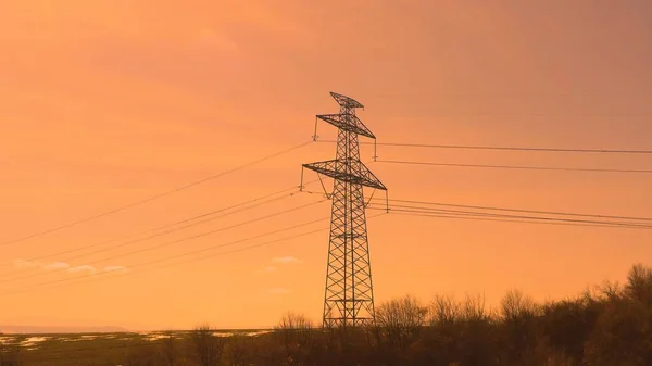 Low Angle Shot Electric Station Sunset Sky — Stock Photo, Image