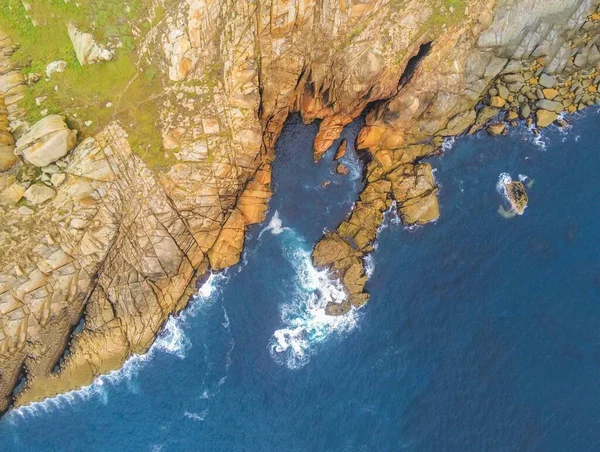 Galiçya Daki Rocky Sahili Cape Vilan Deniz Feneri Bölgesi Spanya — Stok fotoğraf