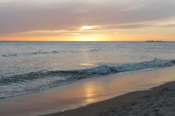 Beautiful Colorful Sunset Calm Beach Cadiz Spain — Stock Photo, Image