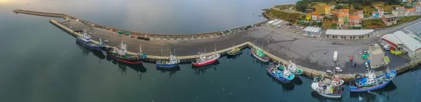 Vista Aérea Del Puerto Pueblo Galicia España Vista Del Dron — Foto de Stock