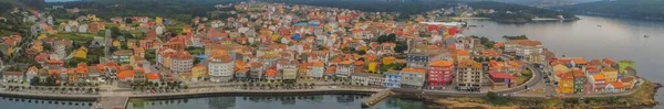 Vista Aérea Del Puerto Pueblo Galicia España Vista Del Dron —  Fotos de Stock