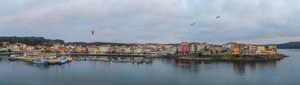 Veduta Aerea Del Porto Nel Villaggio Galizia Spagna Vista Drone — Foto Stock
