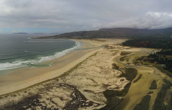 Prachtig Zandstrand Galicië Spanje Foto Van Een Drone — Stockfoto