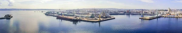 Coruna Aerial View Harbor Area Galicia Spain Drone Photo — Stock Photo, Image