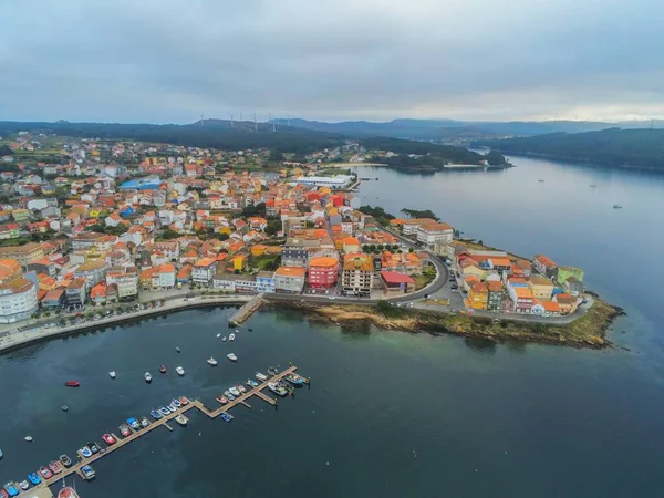 加利西亚村港口的空中景观 西班牙 Drone View — 图库照片