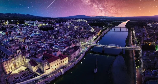 トルトーサ タラゴナの歴史的都市の空中ビュー スペイン カタルーニャ州 ドローン写真 — ストック写真