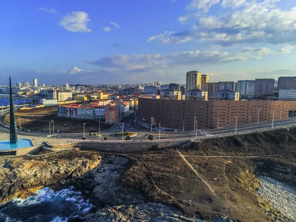 Anafila Coruna Luftaufnahme Der Küstenstadt Galicien Spanien Drohnenfoto — Stockfoto