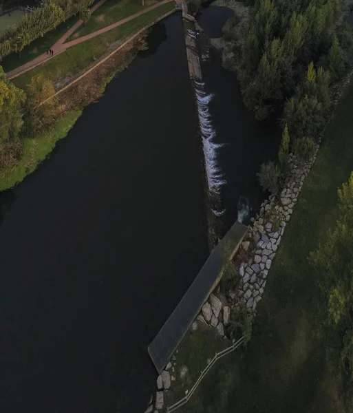 Luchtfoto Van Brug Camino Santiago Pelgrimage Leon Spanje — Stockfoto