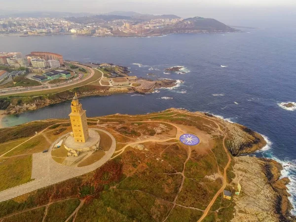 Coruna Vista Aérea Cidade Costeira Galiza Espanha Drone Foto — Fotografia de Stock