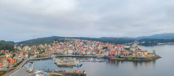 Pemandangan Udara Pelabuhan Desa Galicia Spanyol Tampilan Drone — Stok Foto