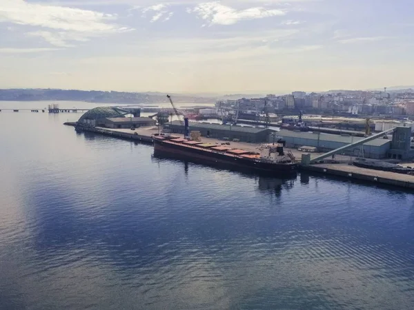 Coruna Vista Aerea Zona Portuale Galizia Spagna Drone Foto — Foto Stock