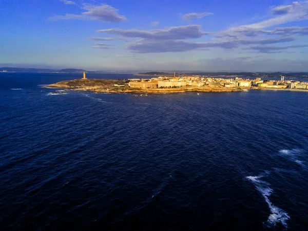 Anafila Coruna Flygfoto Kuststaden Galicien Spanien Foto Drönare — Stockfoto