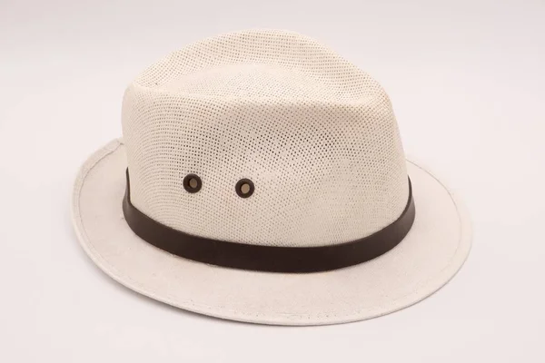 White Colored Hat Captured White Background — Stock Photo, Image
