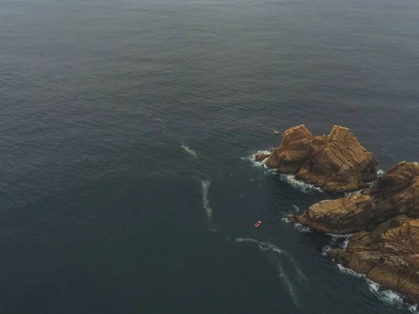 Costa Rocciosa Galizia Zona Del Faro Cape Vilan Spagna Drone — Foto Stock