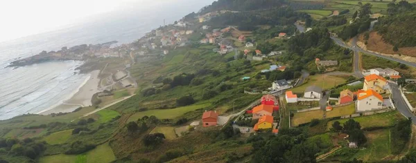 Vista Aérea Del Pueblo Costero Galicia España Drone Foto — Foto de Stock