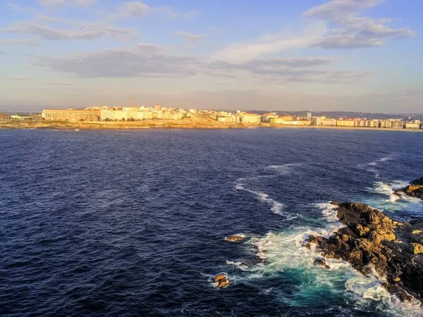 Анафіла Коруна Повітряний Вид Прибережному Місті Галісія Іспанія Drone Photo — стокове фото