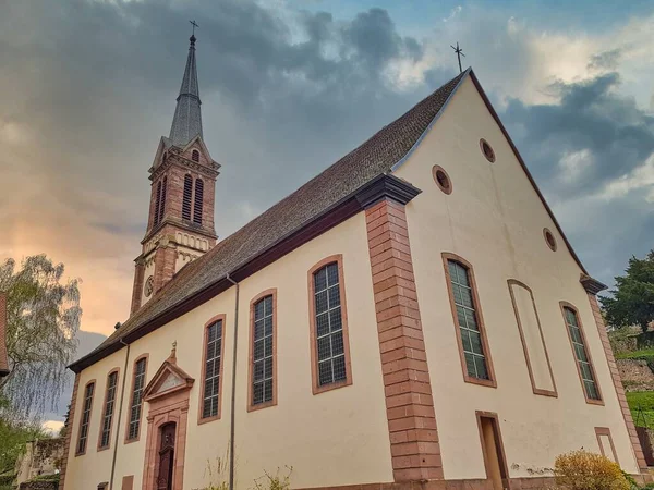 Kyrkan Byn Frankrike Nära Tyskland Europa — Stockfoto