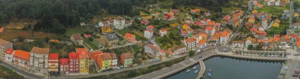 Veduta Aerea Del Porto Nel Villaggio Galizia Spagna Vista Drone — Foto Stock