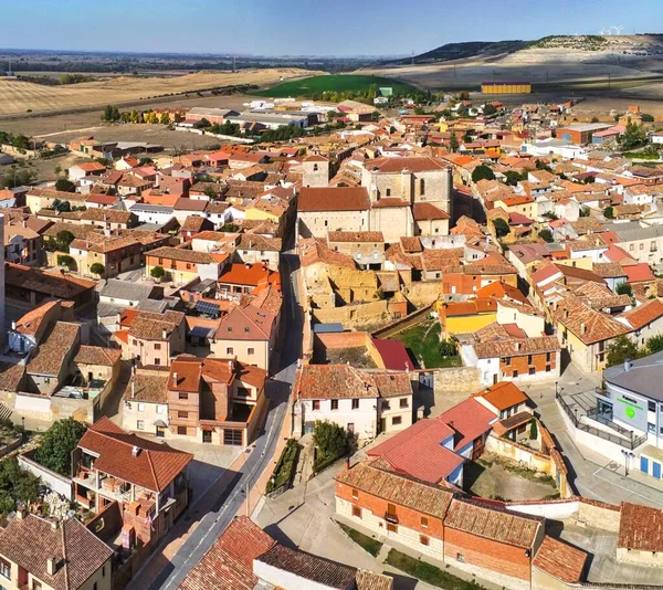 Vue Aérienne Village Palencia Espagne Photo Drone — Photo