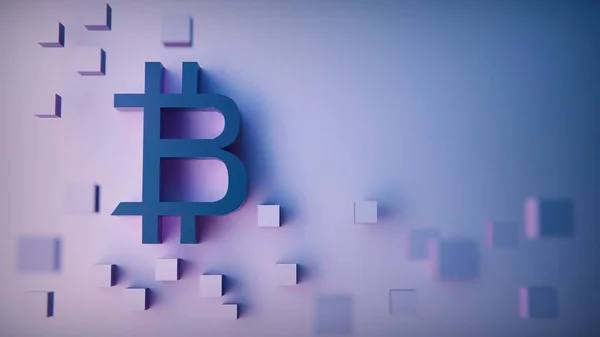 Una Representación Signo Bitcoin Sobre Fondo Futurista Púrpura — Foto de Stock