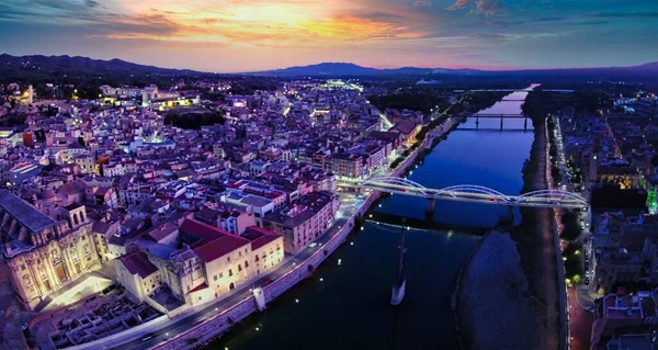 Pemandangan Udara Tortosa Kota Bersejarah Tarragona Catalunya Spanyol Foto Drone — Stok Foto