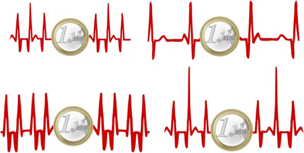 Illustration Pièces Cardiogrammes Rouges Isolées Sur Fond Blanc — Photo