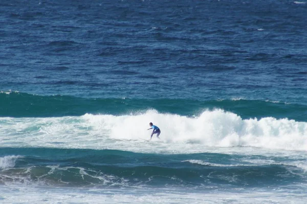 Surfer Het Strand Van Galicië Coruna Spanje Europa — Stockfoto