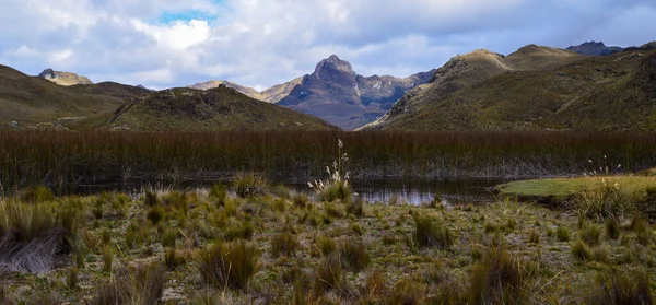 Uma Bela Paisagem Lago Montanha Parque Nacional Cajas Equador — Fotografia de Stock