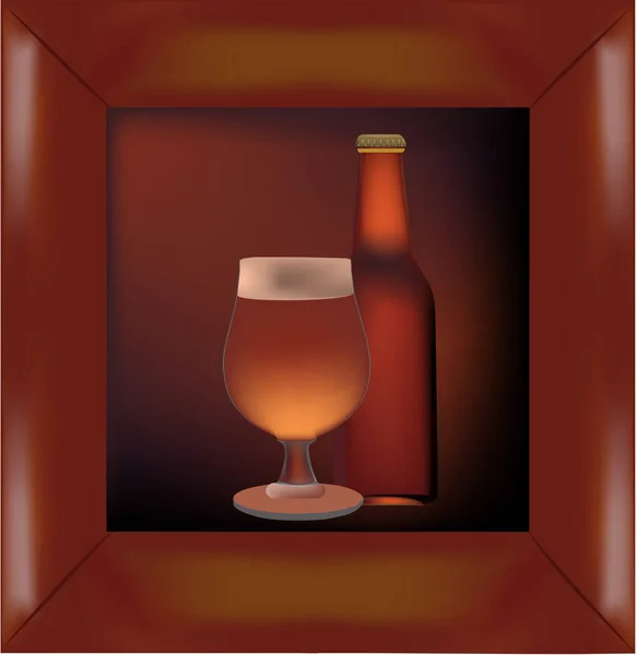 Illustration Ett Glas Med Flaska Med Brun Ram — Stockfoto